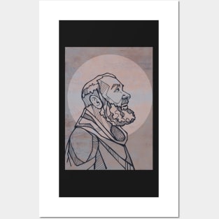 Hand drawn illustration of Saint Padre Pio Posters and Art